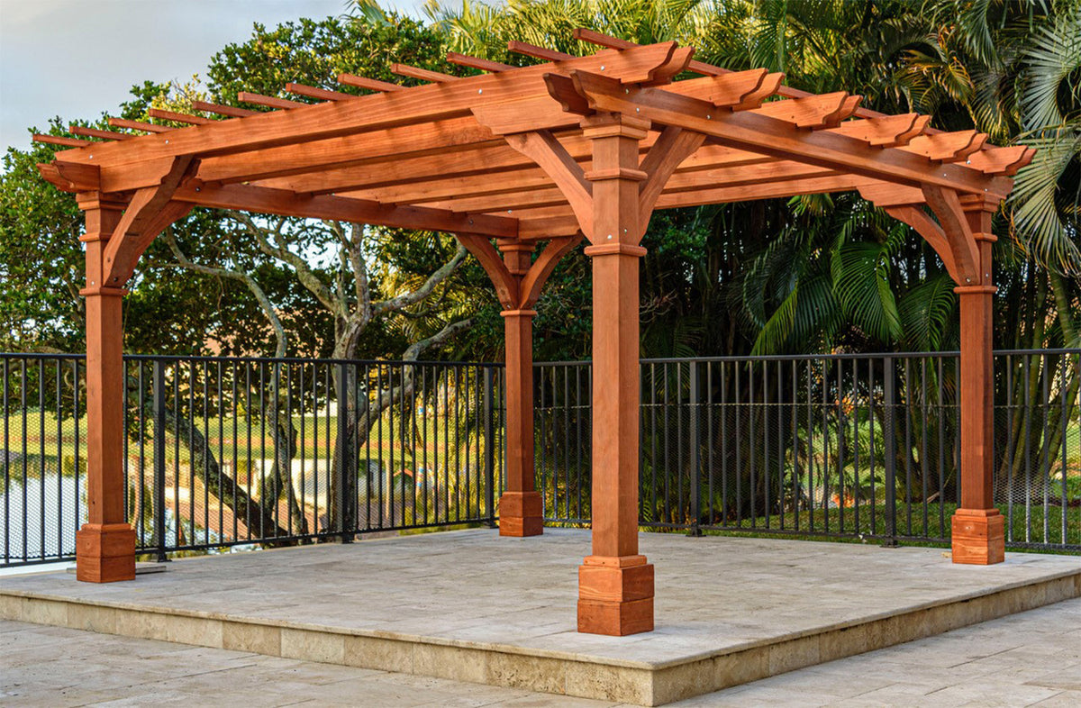 Outdoor Pacific Redwood Double Beam Premium Pergola