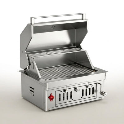 Built-In Charcoal Grill Designed for Outdoor Kitchens, 304 Stainless Steel, 27-Inch, Adjustable Charcoal Tray