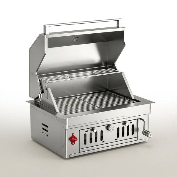 27-IN Premium Portable 304 Stainless Steel Built-In Charcoal Grill with Adjustable Charcoal Tray, Large Front Access Door, and Side Vents, Ideal for Outdoor Family BBQ Gatherings — Studio Shot