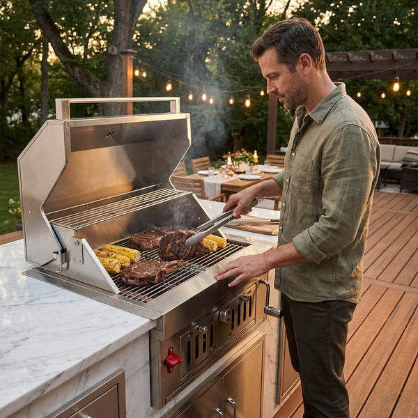 Built-In Charcoal Grill Designed for Outdoor Kitchens, 304 Stainless Steel, 27-Inch, Adjustable Charcoal Tray