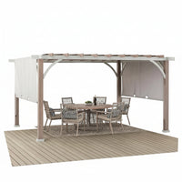 Sunjoy Outdoor Pergola 12 X 14 Ft. with Adjustable Sun Shade Canopy for Backyard and Garden Shade, Patio Modern White Steel Frame Grape Trellis Pergolas, Light Gray by