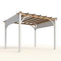 Steel Pergola Built to Provide All-Weather Shade, 12x14 Ft Frame, Adjustable Retractable Canopy, Modern Design